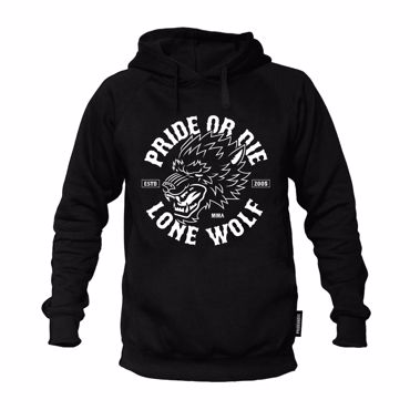 PRIDE OR DIE lone wolf hoodie -black